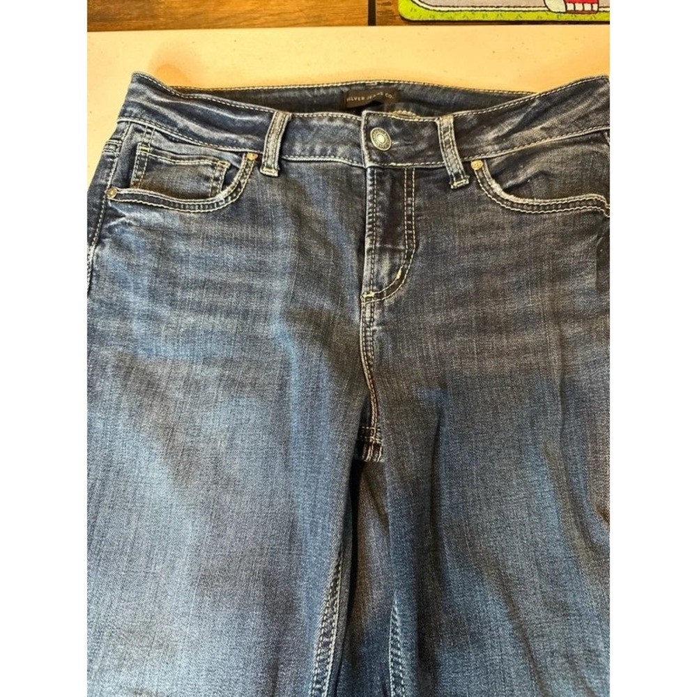 Silver Jeans Co Suki Capri Jeans Womens 29 Dark Wash Patriotic Star Back Pocket